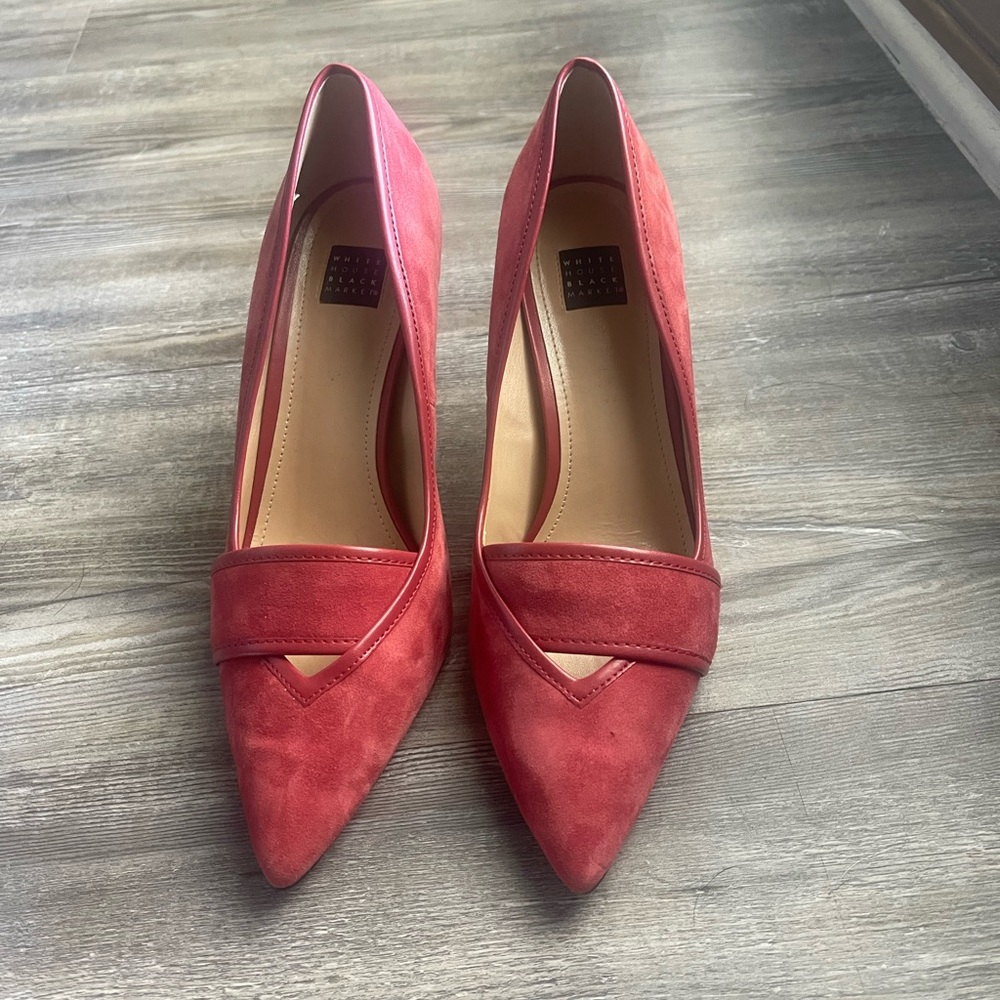White House Black Market Red Suede Heels